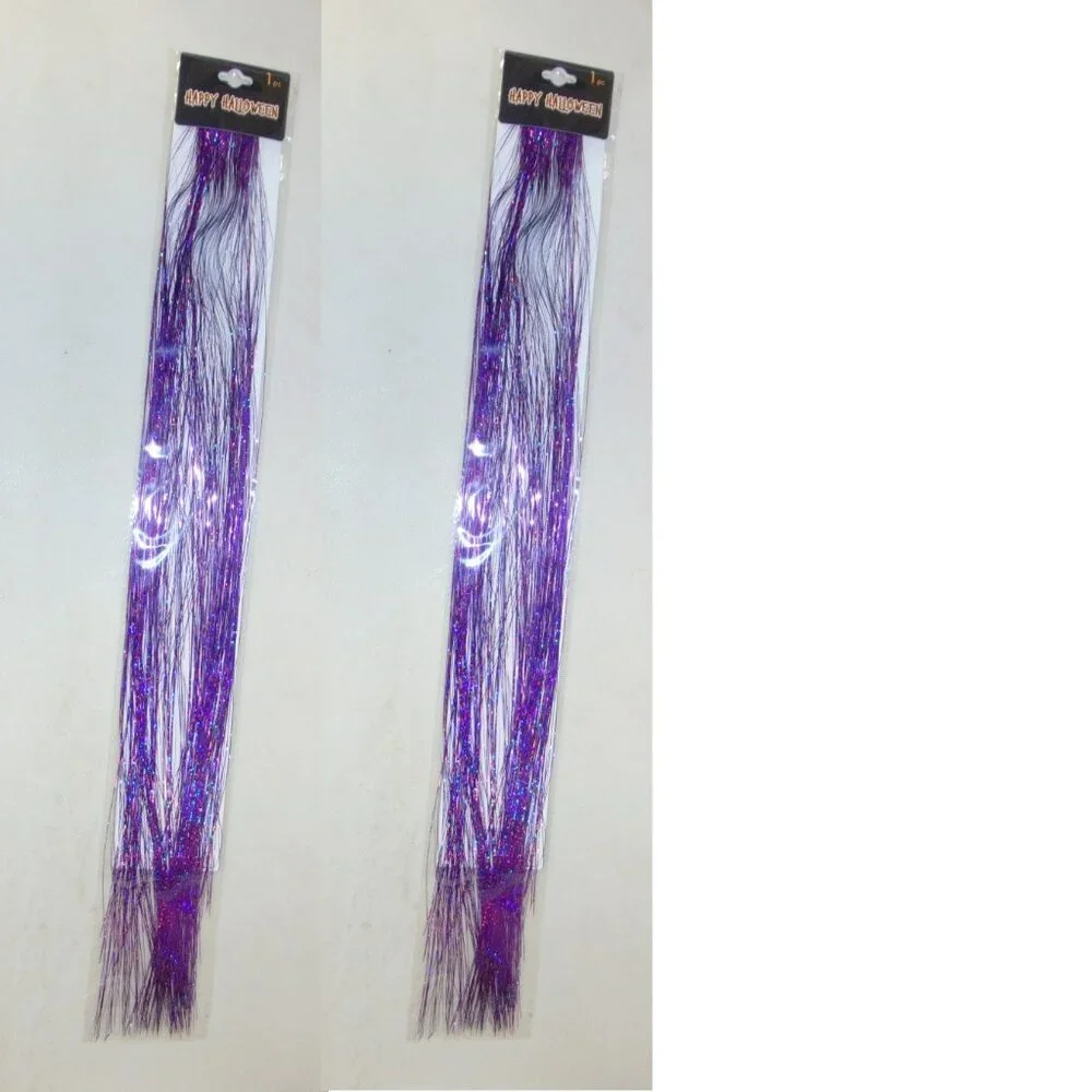 Hair Extensions Halloween Purple Glitter Set of 2 Synthetic Hair 19